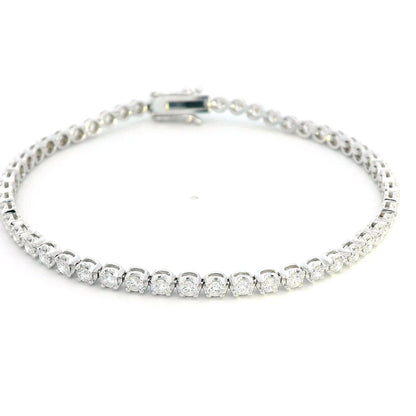 18K White Gold Diamond Tennis Bracelet | 2.55 Carat Round Cut Diamond Bracelet