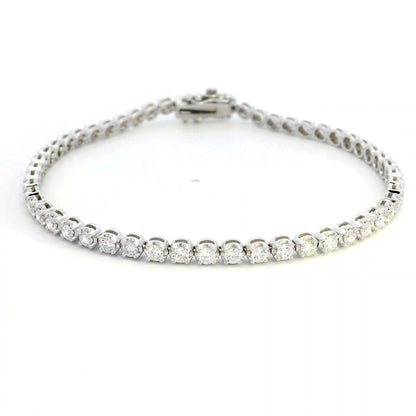 18K White Gold Diamond Tennis Bracelet | 2.55 Carat Round Cut Diamond Bracelet