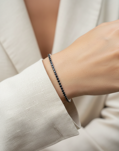 18K rose gold black diamond tennis bracelet with 5.73 carats of black diamonds by Emirates Diamonds