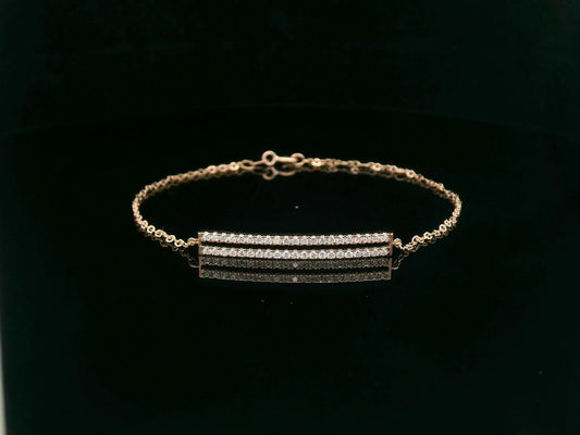 18K rose gold diamond bar bracelet with 0.43 carat pavé-set round diamonds