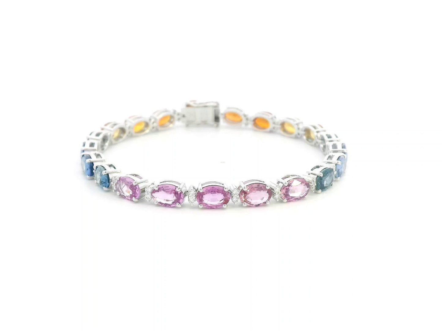 Elegant gemstone bracelet with rainbow color layout