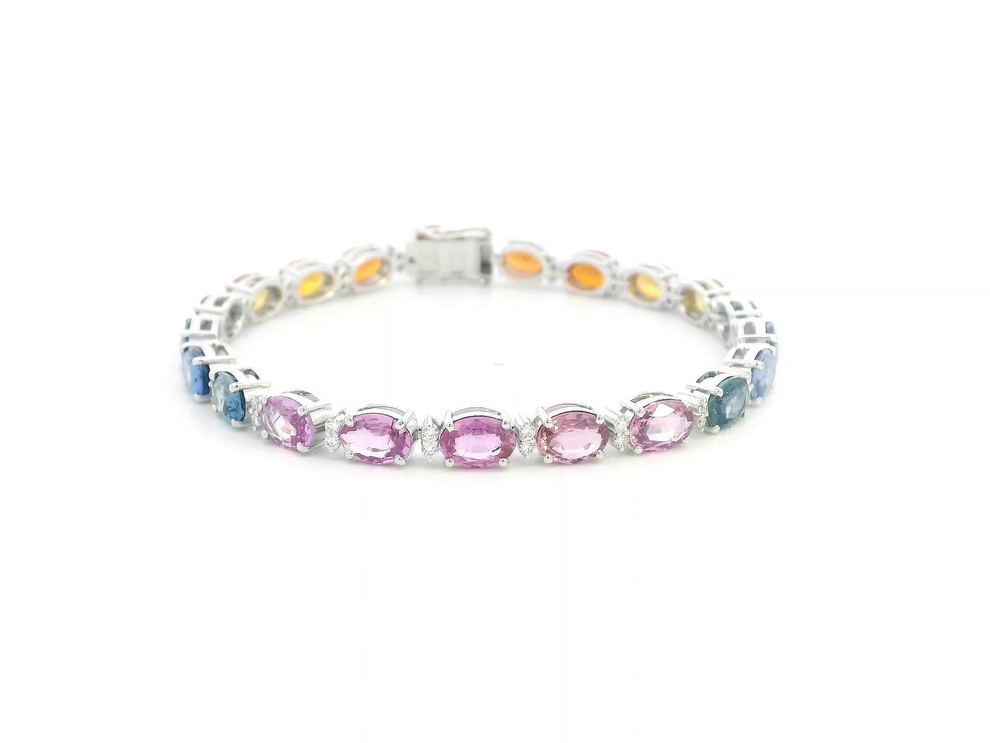 Elegant gemstone bracelet with rainbow color layout