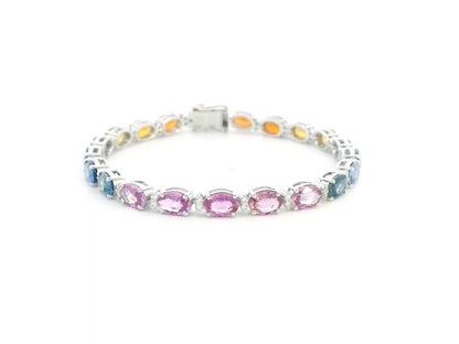 Elegant gemstone bracelet with rainbow color layout