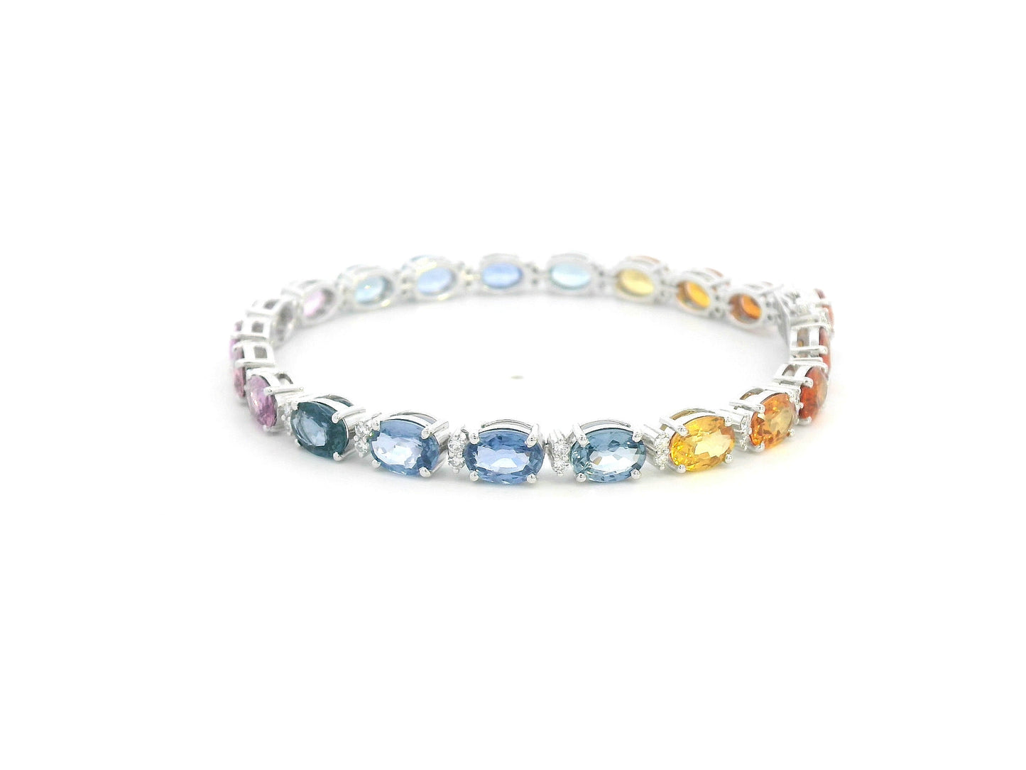 Multicolored beaded bracelet on a white background