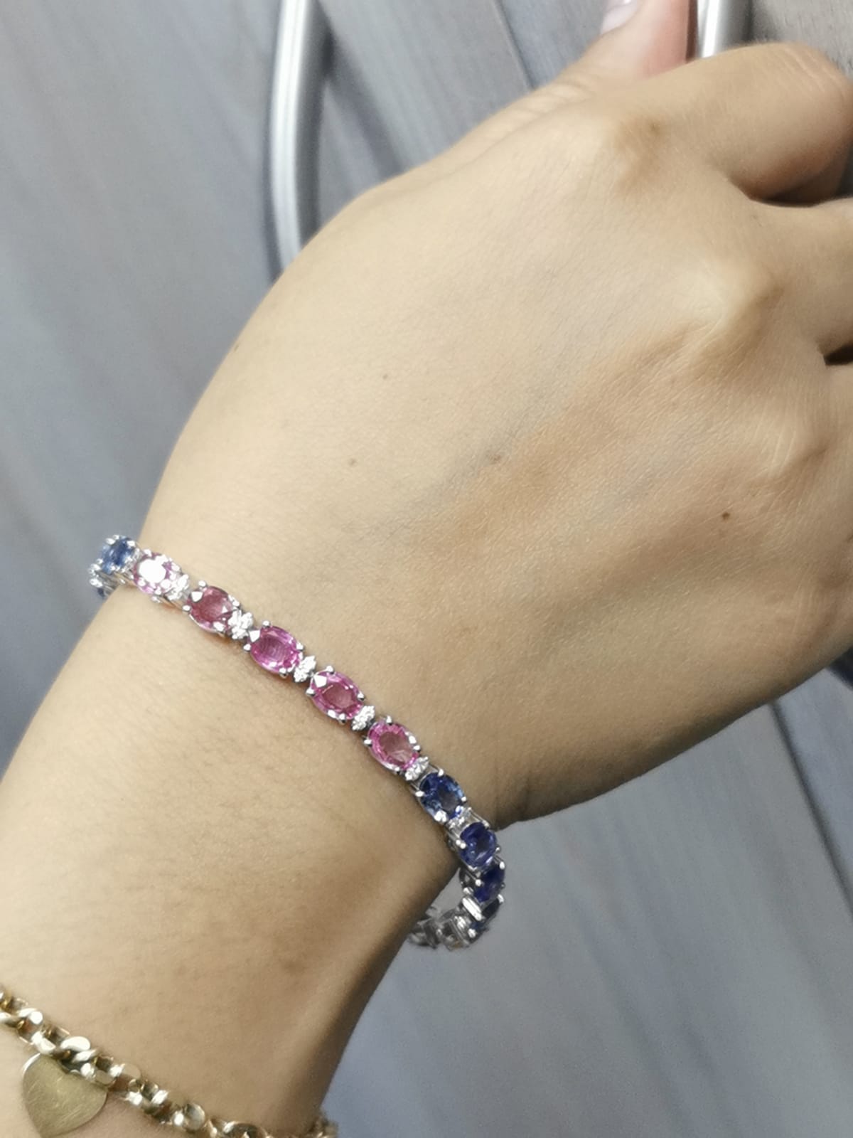 Elegant gemstone bracelet with rainbow color layout
