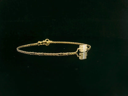Minimalist diamond bracelet with rectangular setting in 18K yellow gold by Emirates Diamonds