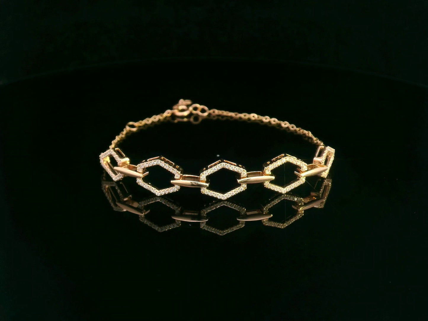 Hexagonal Diamond Bracelet in 18K Rose Gold