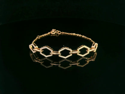 Hexagonal Diamond Bracelet in 18K Rose Gold