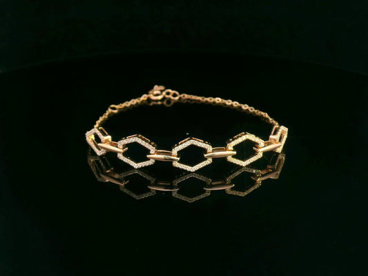 Hexagonal Diamond Bracelet in 18K Rose Gold