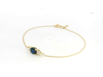 18K yellow gold bracelet with 0.84ct oval blue sapphire and 0.13ct diamonds – Emirates Diamonds