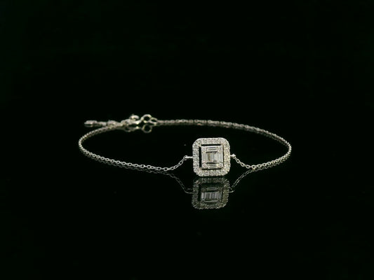 18K white gold baguette and round diamond halo bracelet – 0.28ct by Emirates Diamonds