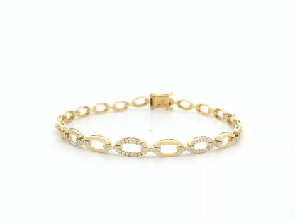 18K yellow gold diamond link bracelet – pavé diamond oval design by Emirates Diamonds