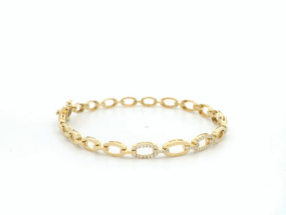 18K yellow gold diamond link bracelet – pavé diamond oval design by Emirates Diamonds