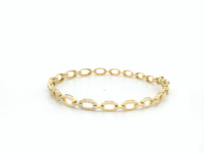 18K yellow gold diamond link bracelet – pavé diamond oval design by Emirates Diamonds