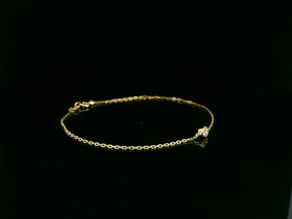 18K yellow gold diamond solitaire chain bracelet with bezel-set 0.14 carat diamond – Emirates Diamonds