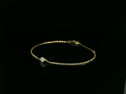 18K yellow gold diamond solitaire chain bracelet with bezel-set 0.14 carat diamond – Emirates Diamonds