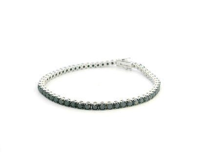 18K white gold tennis bracelet featuring 8.51 carats of natural black diamonds by Emirates Diamonds.