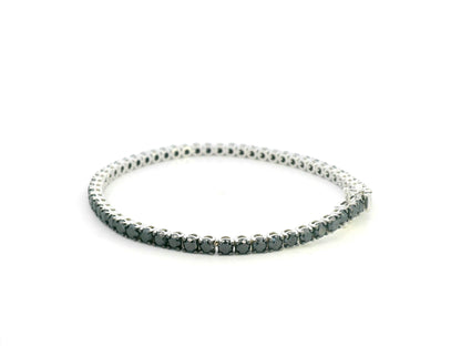 18K white gold tennis bracelet featuring 8.51 carats of natural black diamonds by Emirates Diamonds.