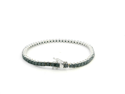 18K white gold tennis bracelet featuring 8.51 carats of natural black diamonds by Emirates Diamonds.