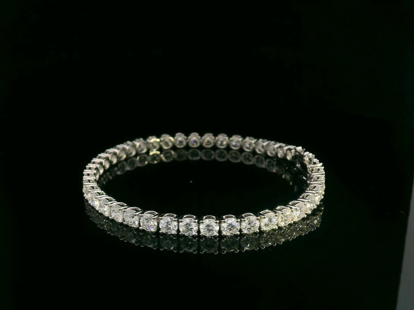 18K white gold diamond tennis bracelet featuring 10.17 carats of brilliant diamonds by Emirates Diamonds