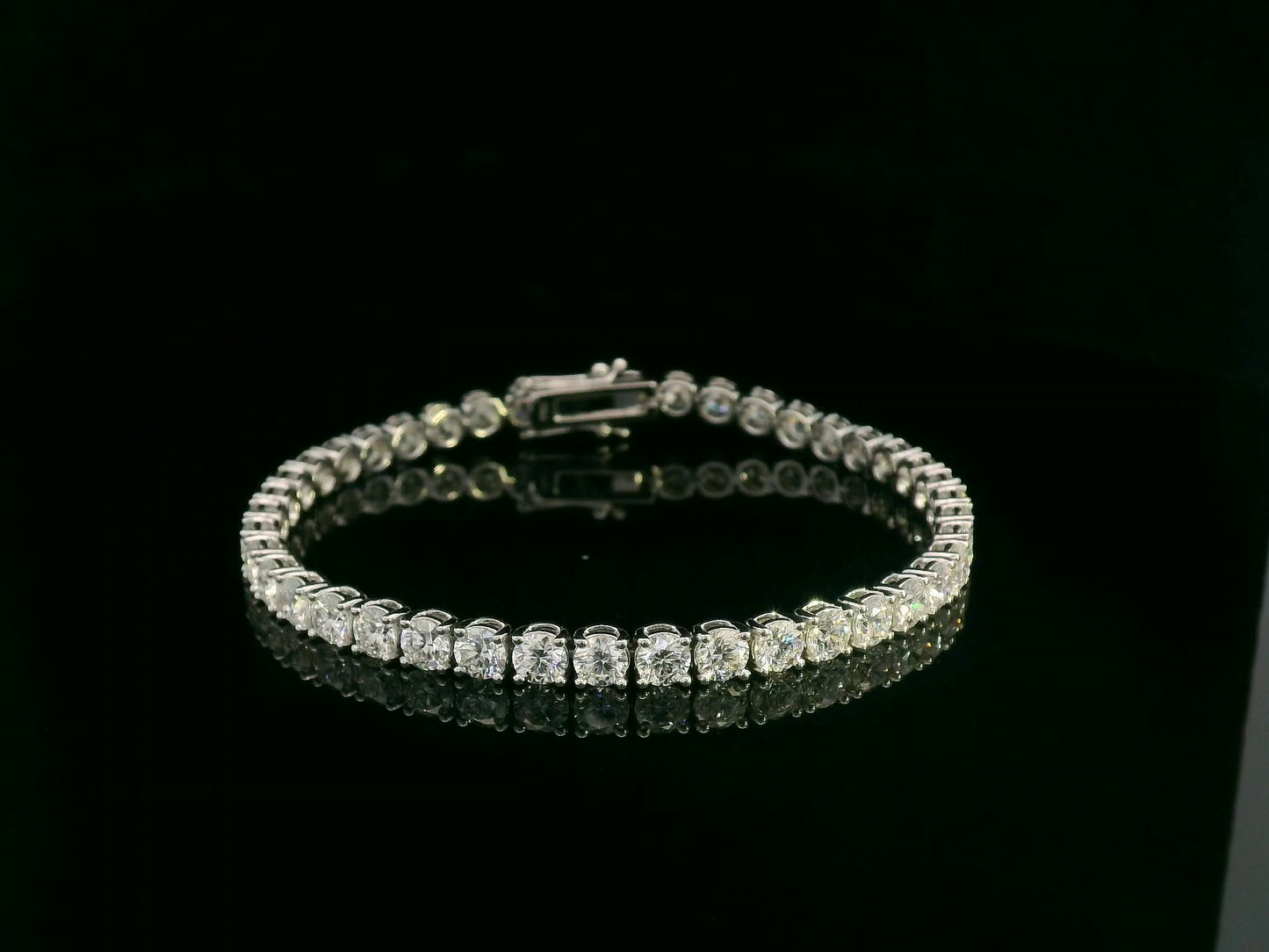 18K white gold diamond tennis bracelet featuring 10.17 carats of brilliant diamonds by Emirates Diamonds