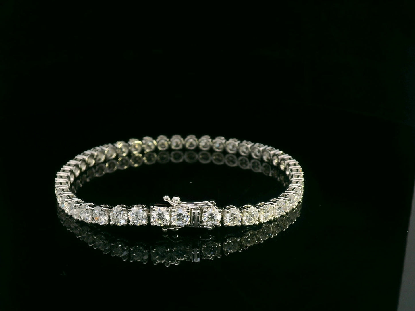 18K white gold diamond tennis bracelet featuring 10.17 carats of brilliant diamonds by Emirates Diamonds