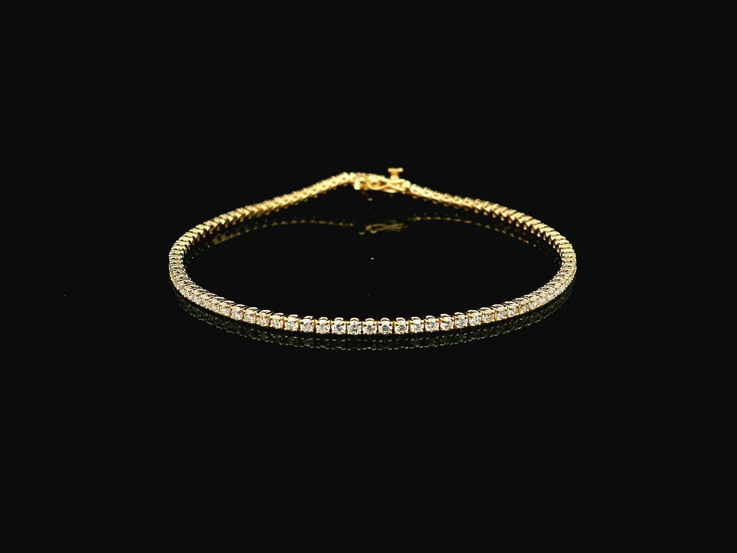 Diamond tennis bracelet 2.14 carat set in 18K yellow gold by Emirates Diamonds