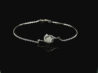 18K white gold diamond bracelet with swirl motif and cluster diamonds, 0.17 carat minimalist chain bracelet – Emirates Diamonds