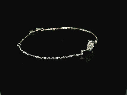18K white gold diamond bracelet with swirl motif and cluster diamonds, 0.17 carat minimalist chain bracelet – Emirates Diamonds