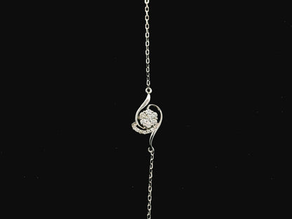 18K white gold diamond bracelet with swirl motif and cluster diamonds, 0.17 carat minimalist chain bracelet – Emirates Diamonds