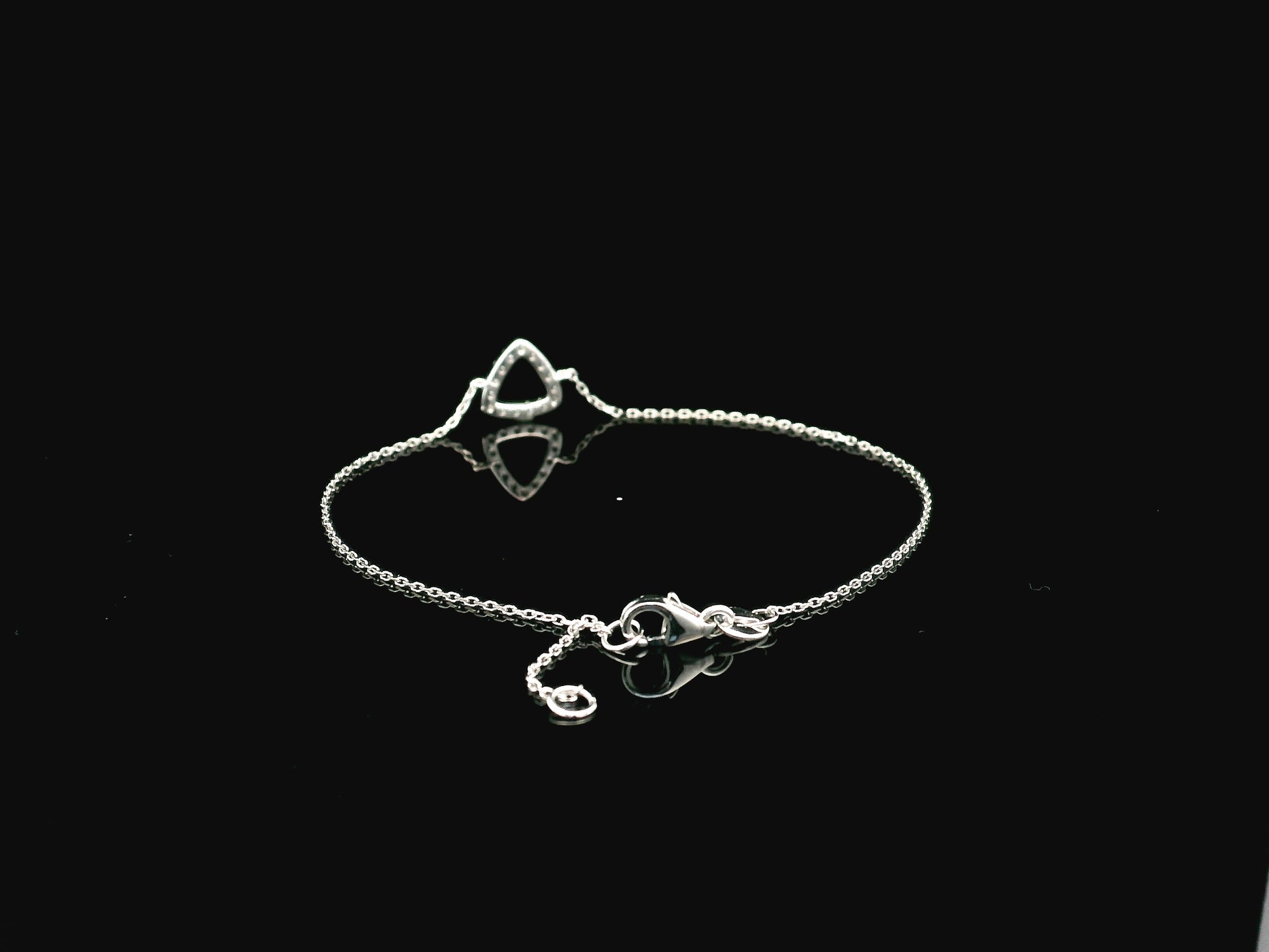 Diamond triangle bracelet in 18K white gold by Emirates Diamonds