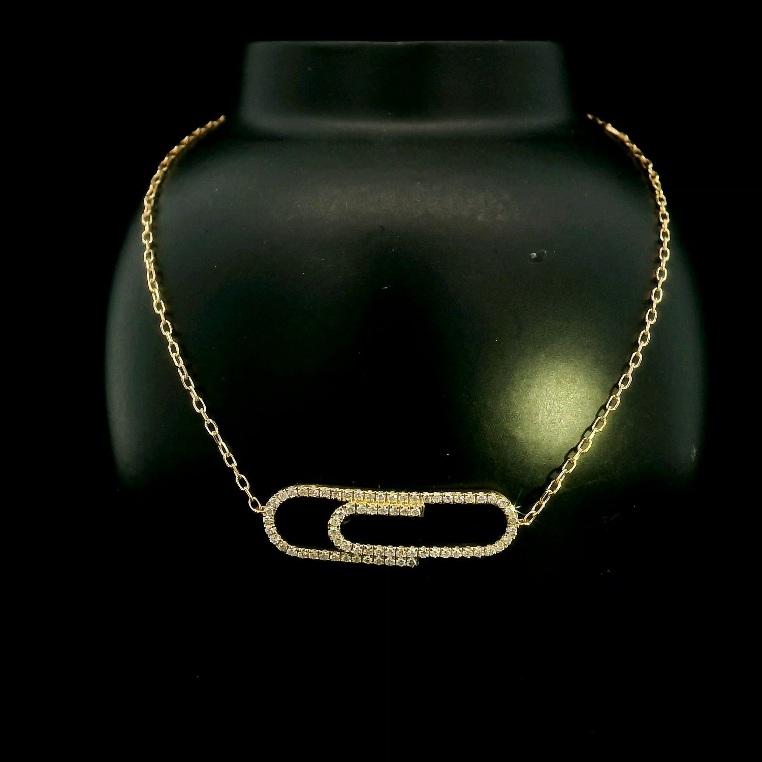 18K Yellow Gold Diamond Paperclip Bracelet featuring 0.27 carat natural diamonds in a modern pavé paperclip link design.