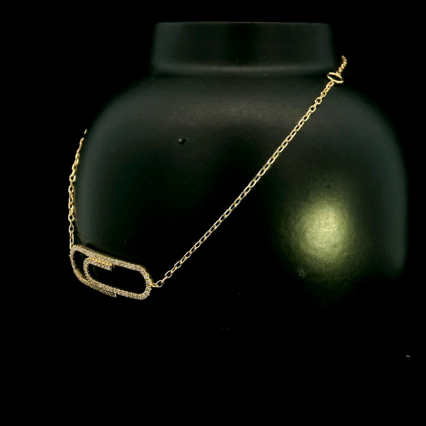 18K Yellow Gold Diamond Paperclip Bracelet featuring 0.27 carat natural diamonds in a modern pavé paperclip link design.