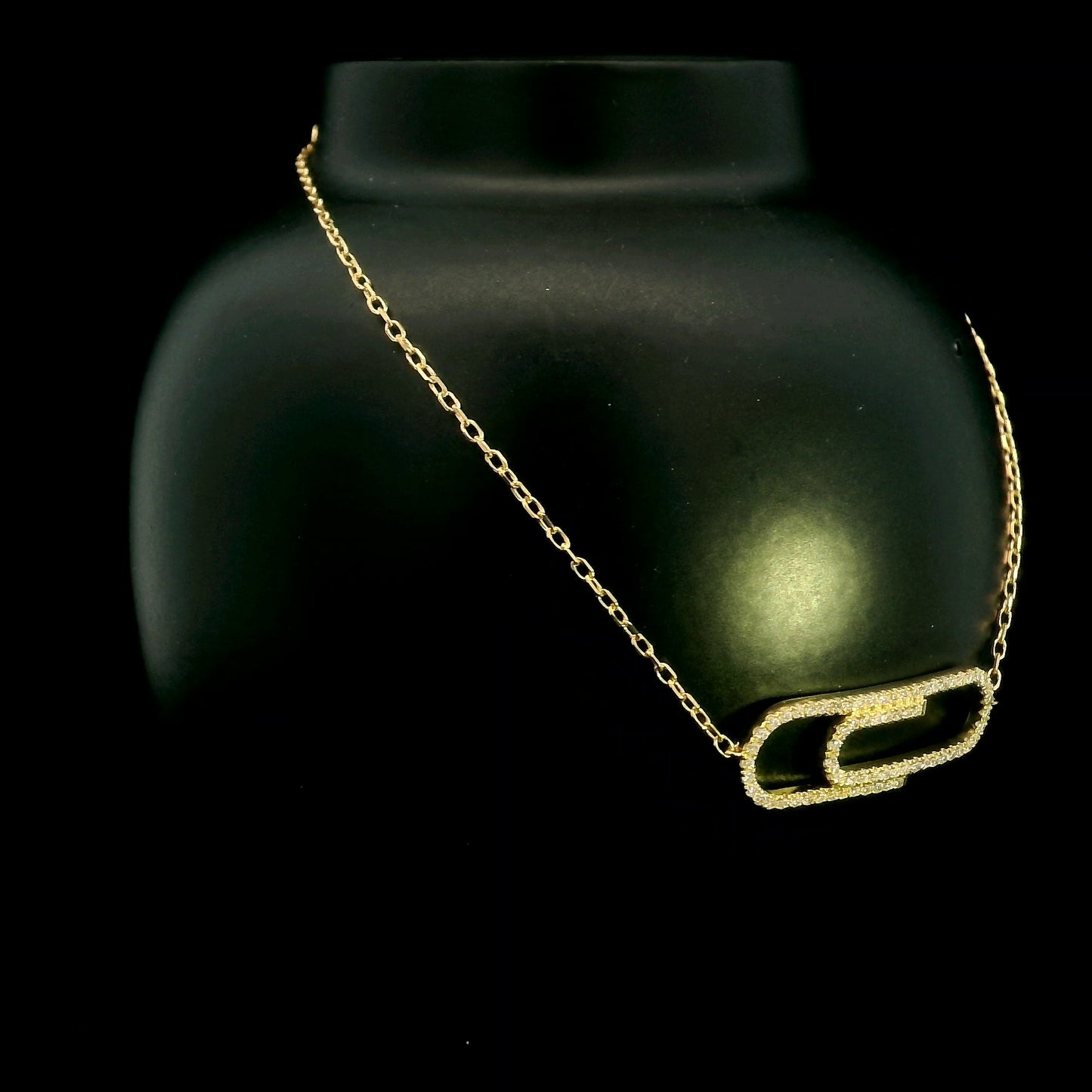 18K Yellow Gold Diamond Paperclip Bracelet featuring 0.27 carat natural diamonds in a modern pavé paperclip link design.