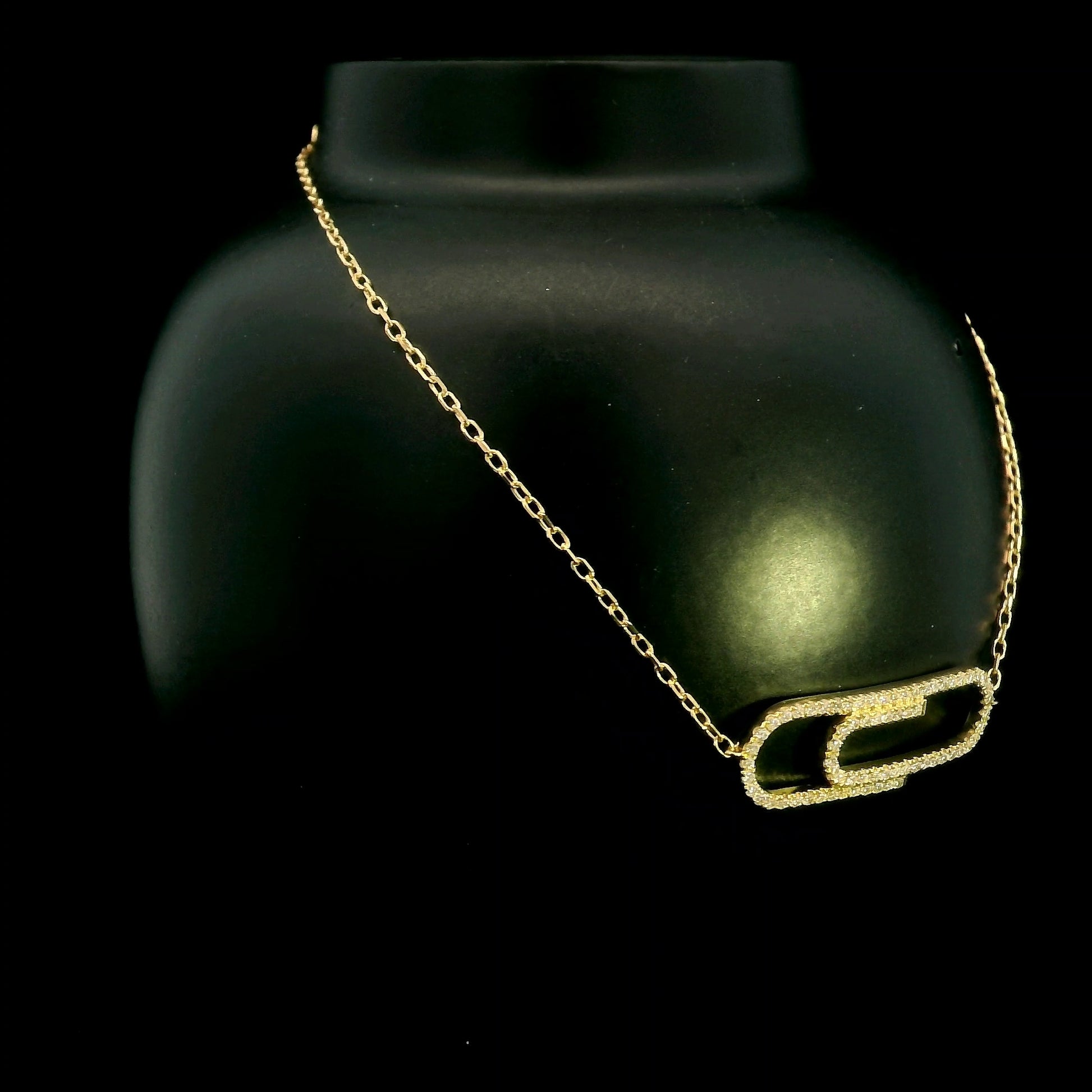 18K Yellow Gold Diamond Paperclip Bracelet featuring 0.27 carat natural diamonds in a modern pavé paperclip link design.