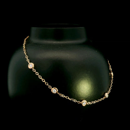 18K Rose Gold Diamond Station Bracelet featuring five bezel-set natural diamonds totalling 0.14 carat.