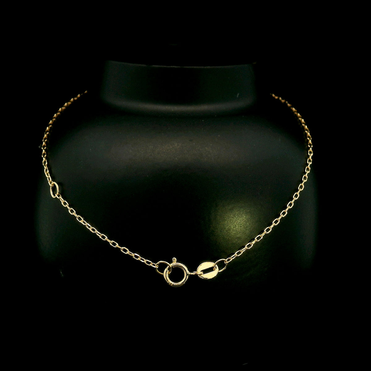 18K yellow gold diamond circle bracelet with two interlocking rings, featuring one polished gold circle and one round diamond-set circle