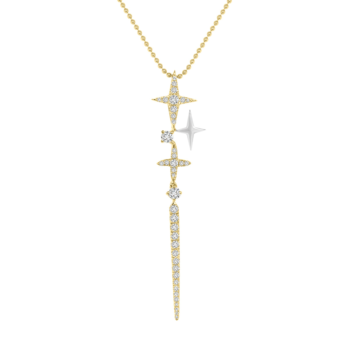Starry Diamond Pendant Necklace In 18k Yellow Gold.