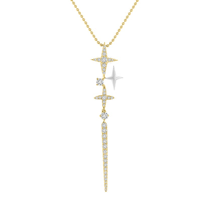 Starry Diamond Pendant Necklace In 18k Yellow Gold.