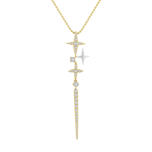 Starry Diamond Pendant Necklace In 18k Yellow Gold.