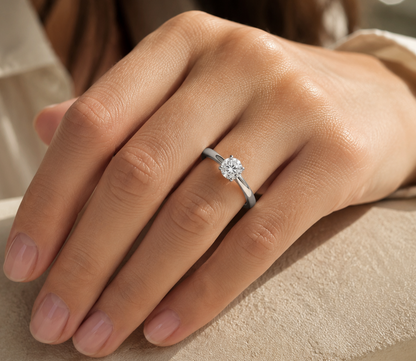 Round Diamond Solitaire Ring in 18K White Gold | 0.50 Carat GIA Certified Diamond