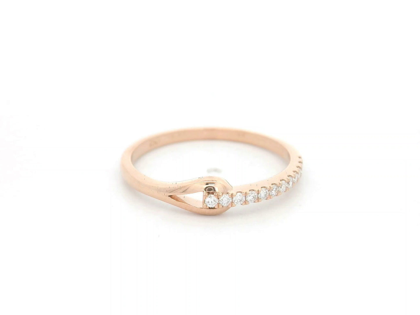 Diamond split shank ring 0.11 carat pavé diamonds in 18K rose gold by Emirates Diamonds