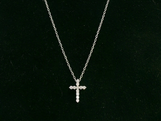 Diamond cross pendant necklace in 18K white gold with natural diamonds by Emirates Diamonds