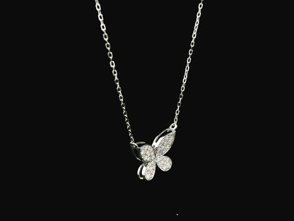 Diamond butterfly necklace 0.53 carat in 18K white gold by Emirates Diamonds
