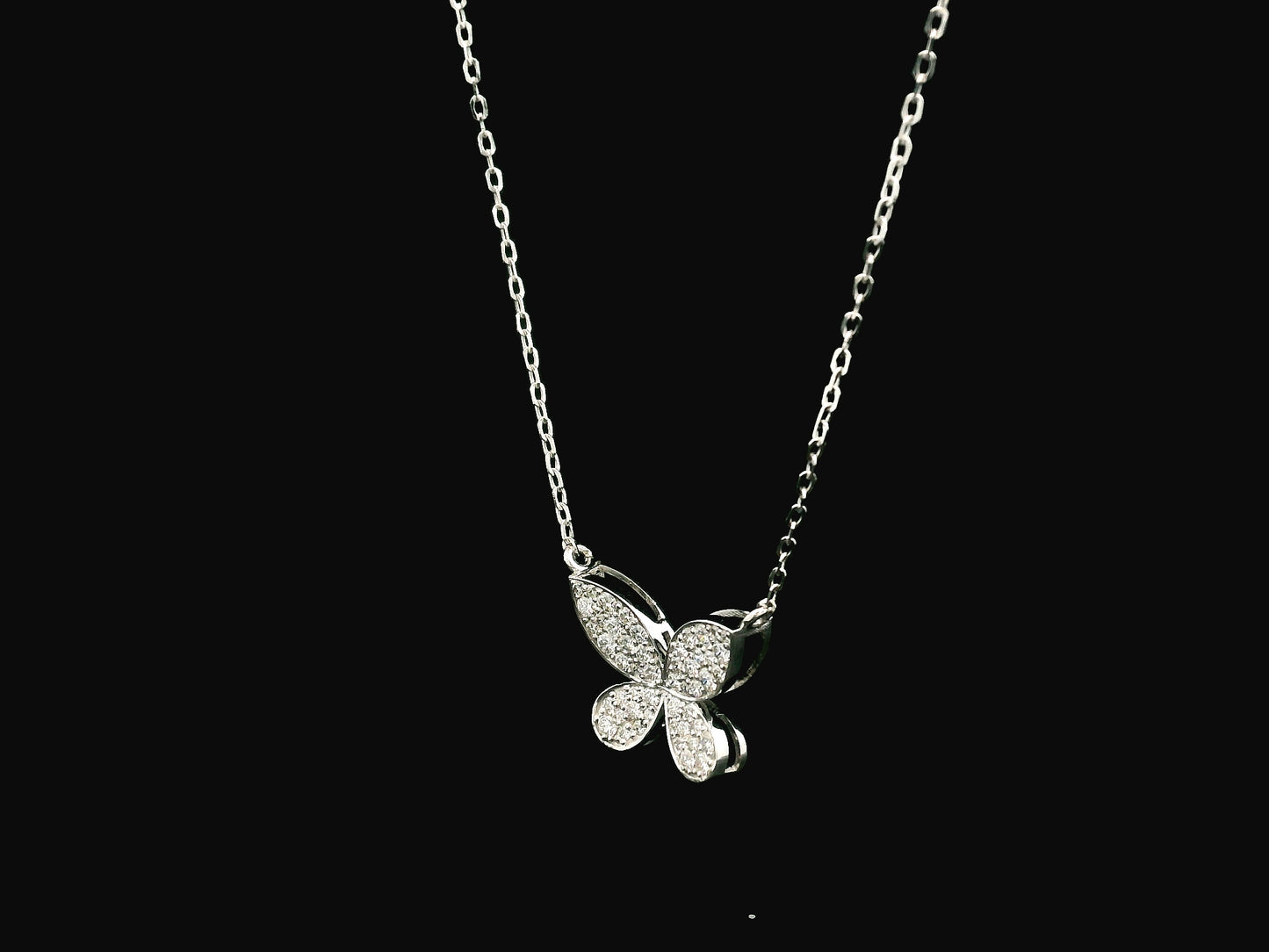 Diamond butterfly necklace 0.53 carat in 18K white gold by Emirates Diamonds