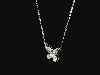 Diamond butterfly necklace 0.53 carat in 18K white gold by Emirates Diamonds