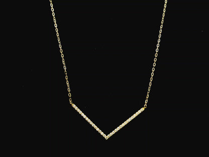 Diamond chevron necklace 0.28 carat in 18K yellow gold minimalist pendant by Emirates Diamonds