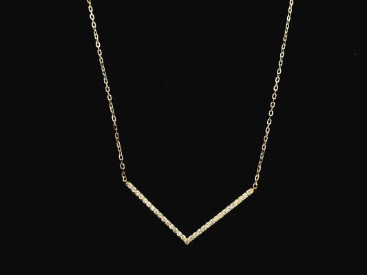 Diamond chevron necklace 0.28 carat in 18K yellow gold minimalist pendant by Emirates Diamonds