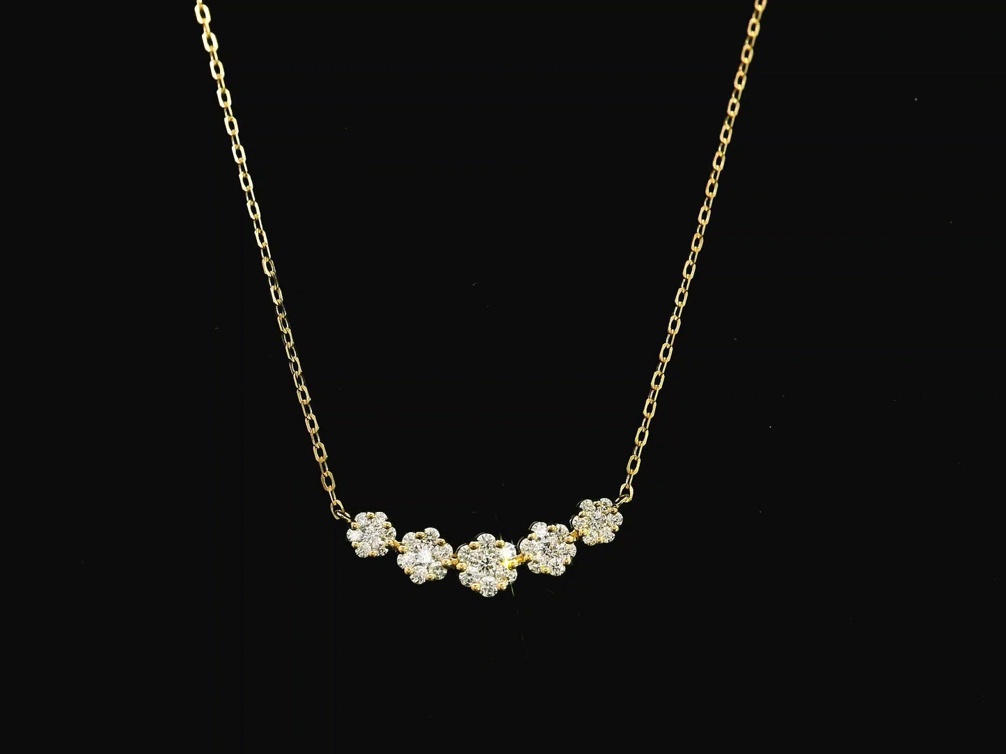 Diamond floral cluster necklace in 18K yellow gold with 0.55ct diamonds – Emirates Diamonds