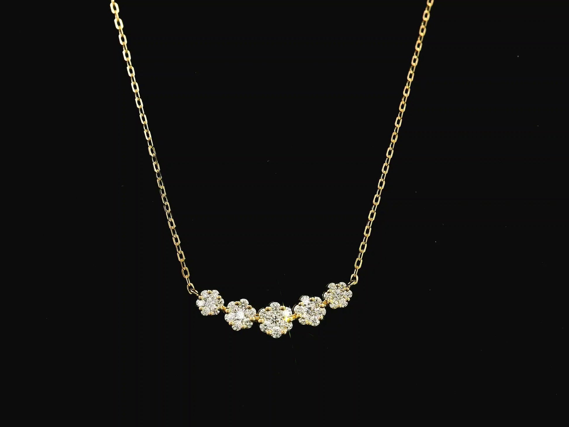 Diamond floral cluster necklace in 18K yellow gold with 0.55ct diamonds – Emirates Diamonds